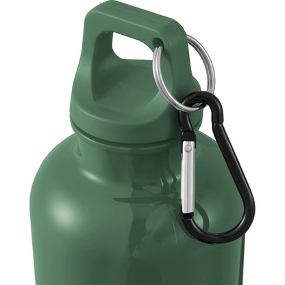 Front View of Green Race 25oz  Recycled Bottle with Carabiner