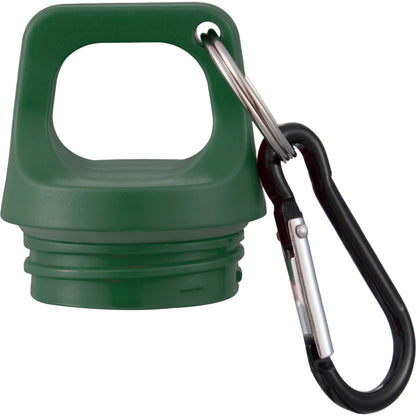 Front View of Green Race 25oz  Recycled Bottle with Carabiner