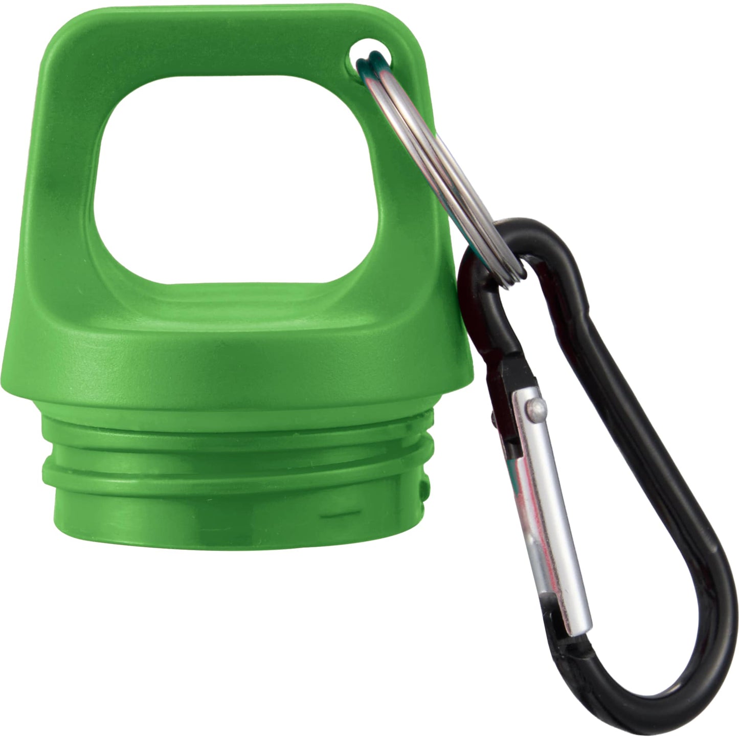 Front View of Green Race 25oz  Recycled Bottle with Carabiner