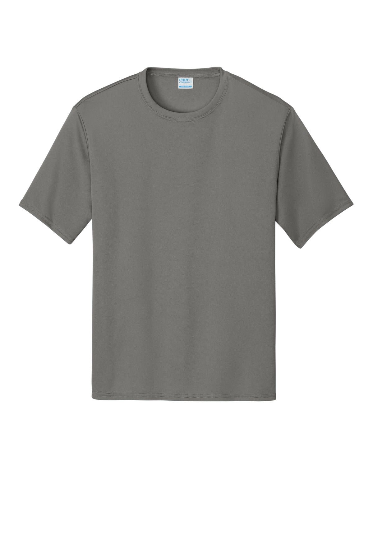 Front View of Grey Concrete Port & Co Performance Tee. PC380