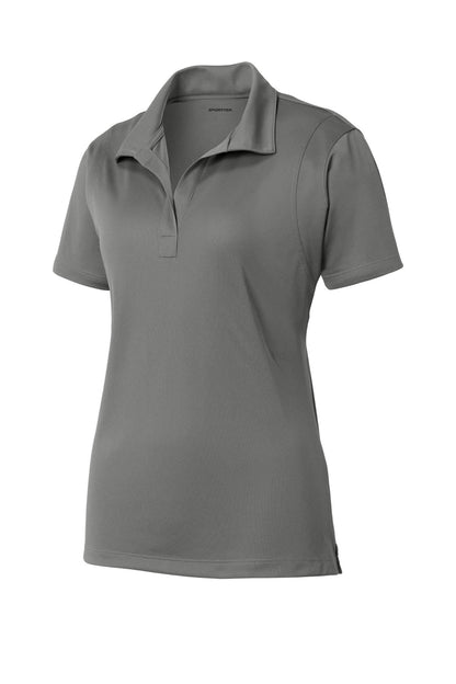 Front View of Grey Concrete Sport-Tek Women's Micropique Sport-Wick Polo. LST650