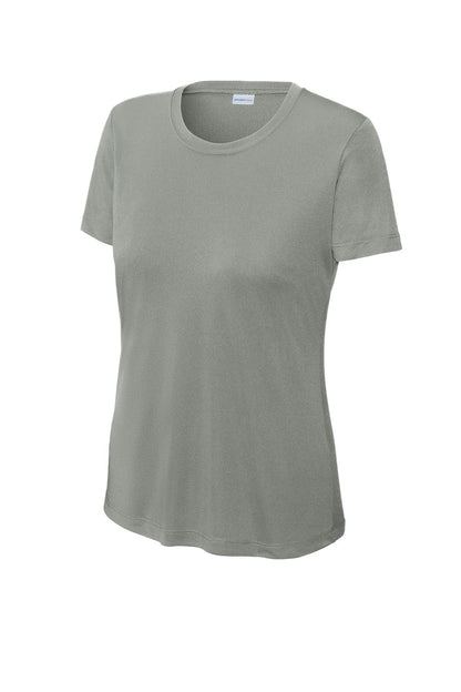 Front View of Grey Concrete Sport-Tek Women's PosiCharge Competitor Tee. LST350