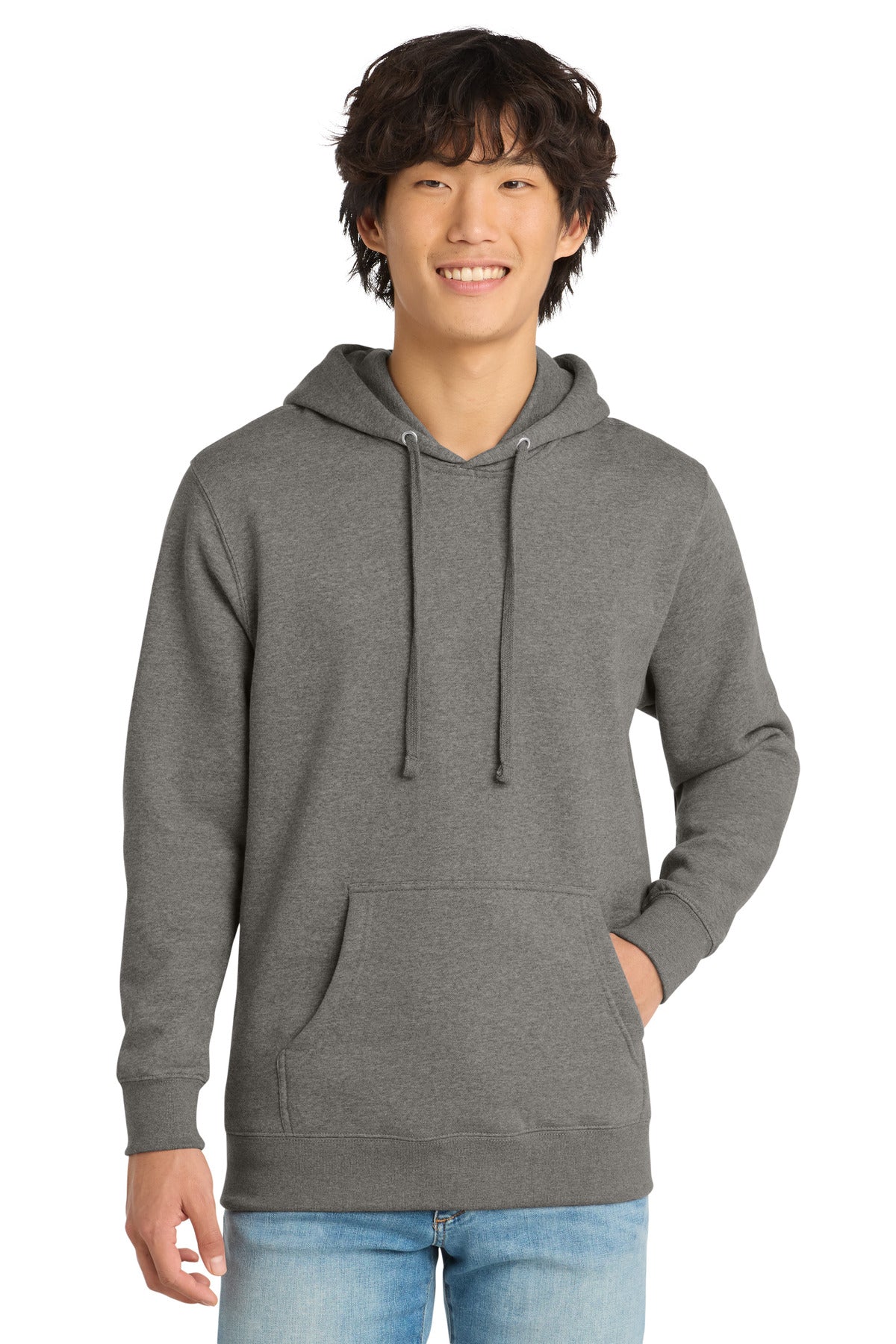 Front View of Grey Frost District V.I.T. Fleece Hoodie DT6100
