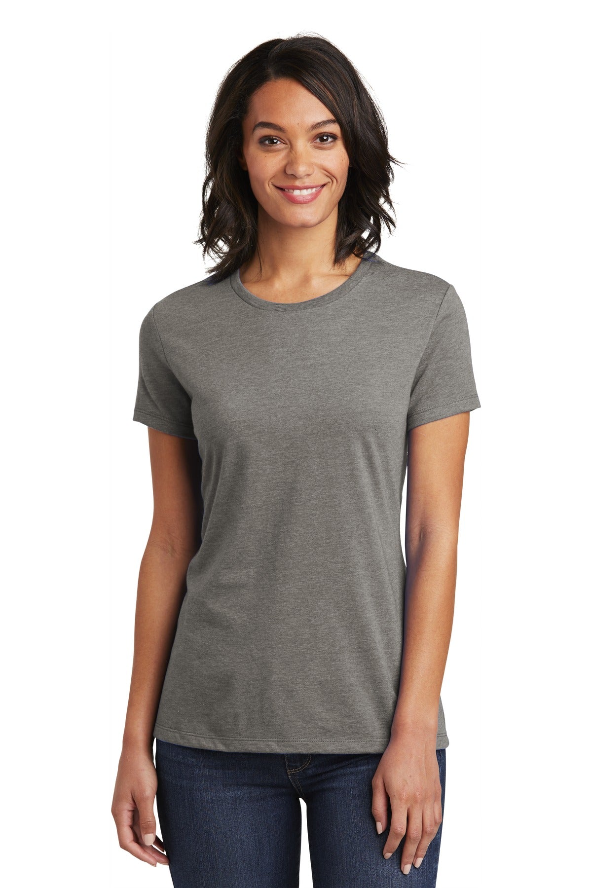 Front View of Grey Frost District Women's Very Important Tee . DT6002
