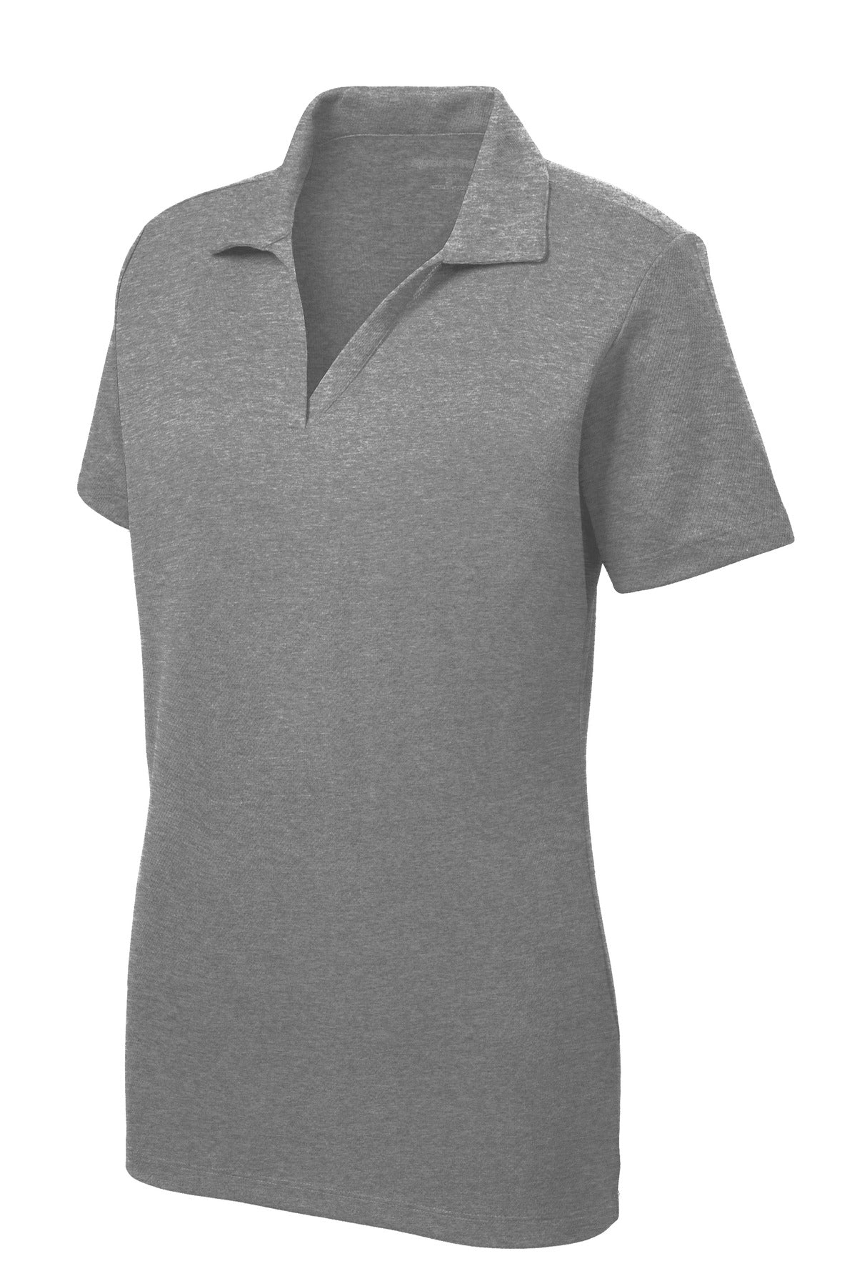 Front View of Grey Heather Sport-Tek Women's PosiCharge RacerMesh Polo. LST640