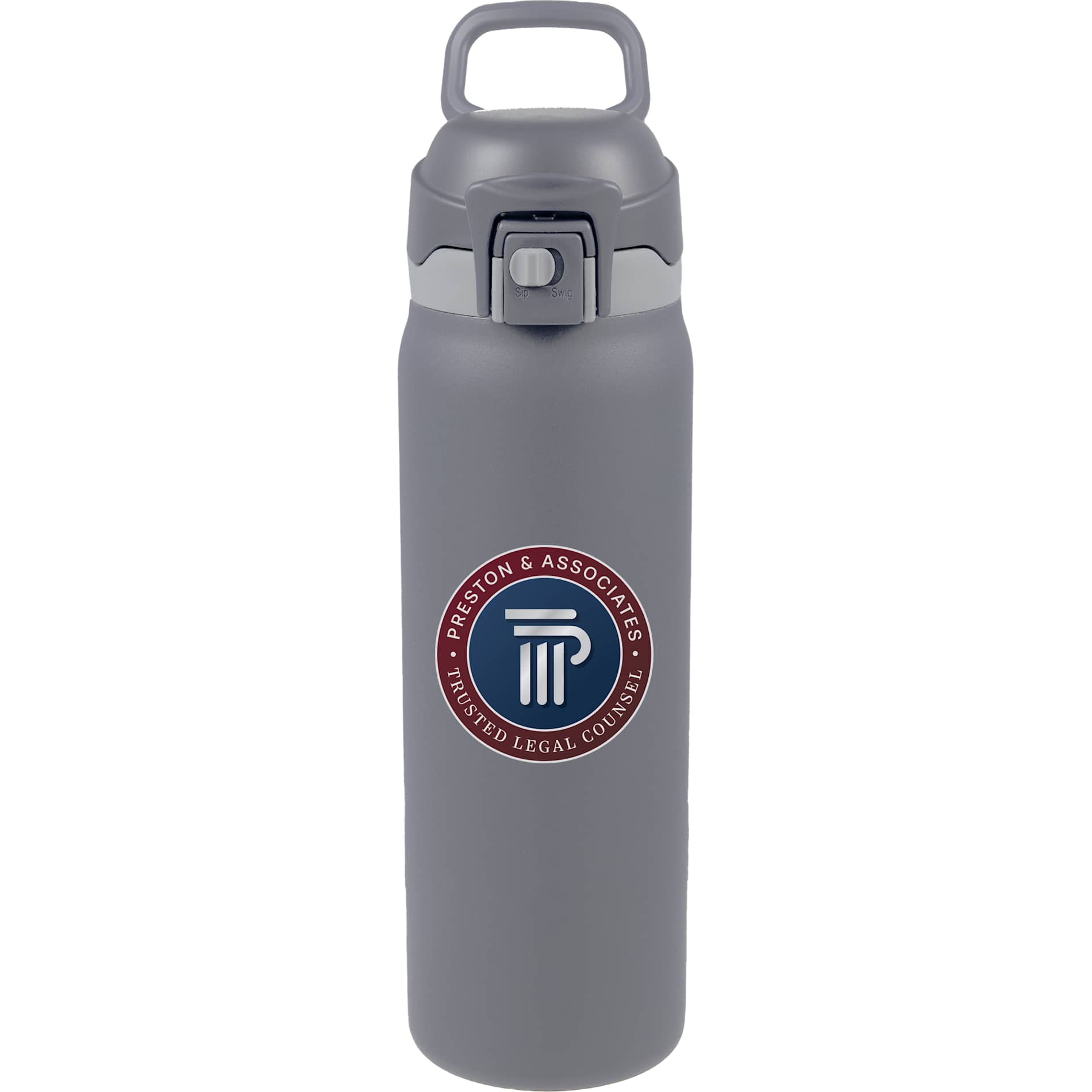 Front View of Grey Rhine 2 in 1 Vacuum Eco-Friendly Bottle 30oz