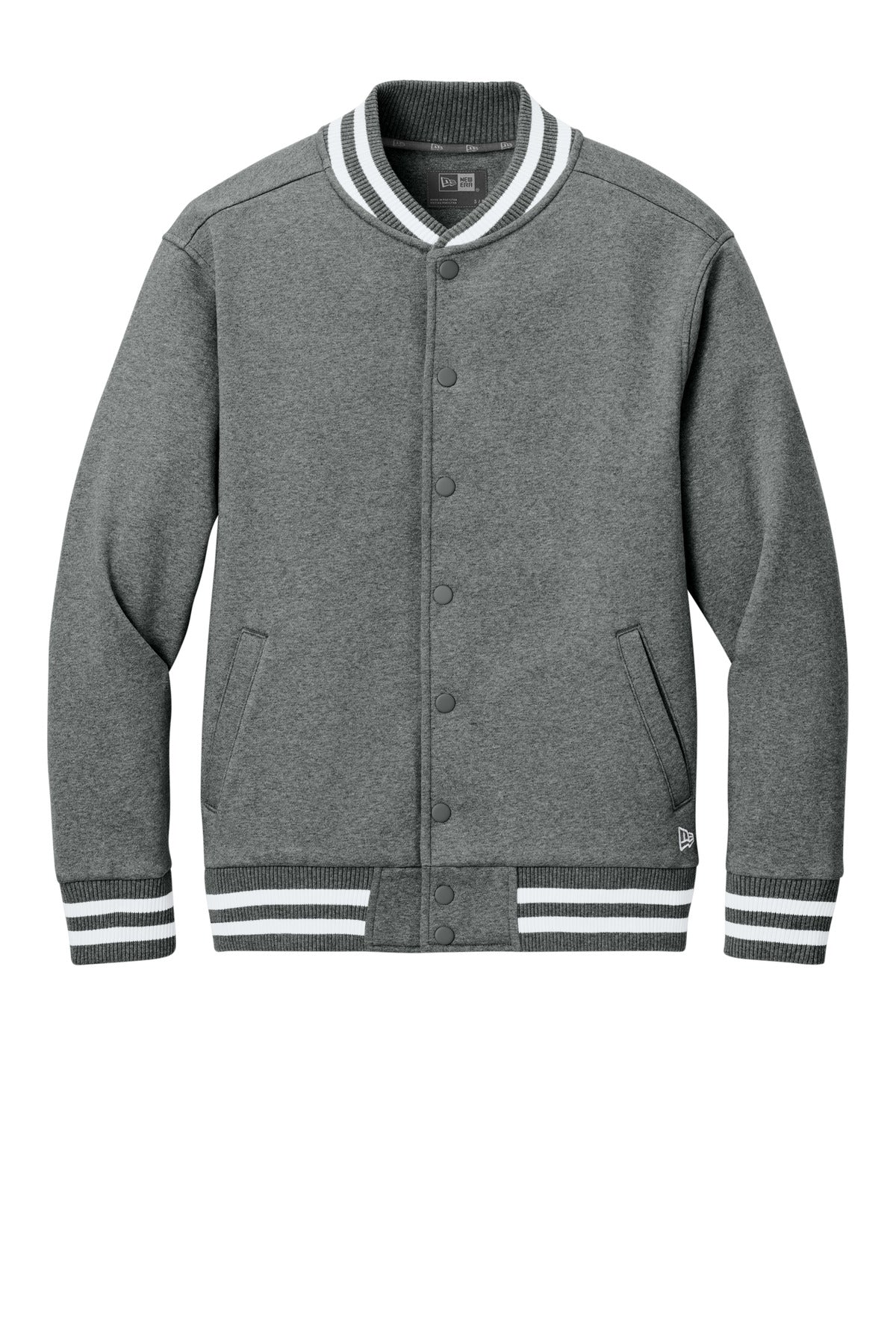 Front View of GreyFrost New Era Varsity Heavyweight Fleece Jacket NEA560