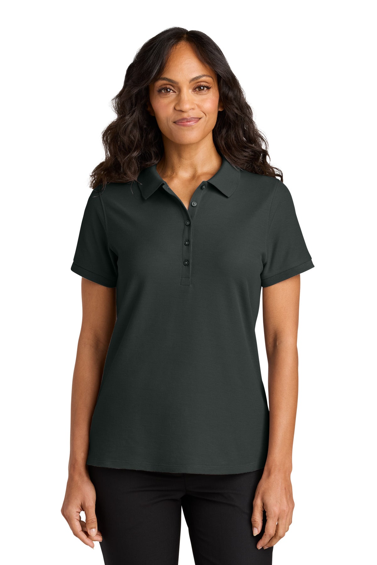 Front View of GreySmoke Port Authority Women's Wearever Signature Pique Polo LK200