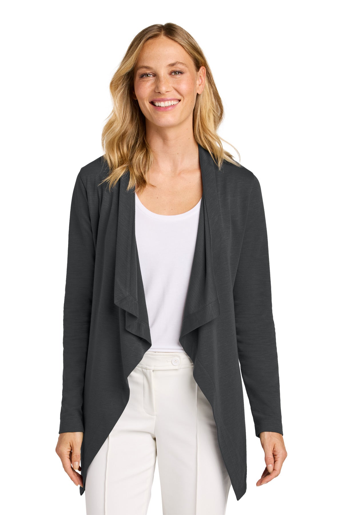 Front View of GreySteel Port Authority Women's Breakwater Open Cardigan LK820