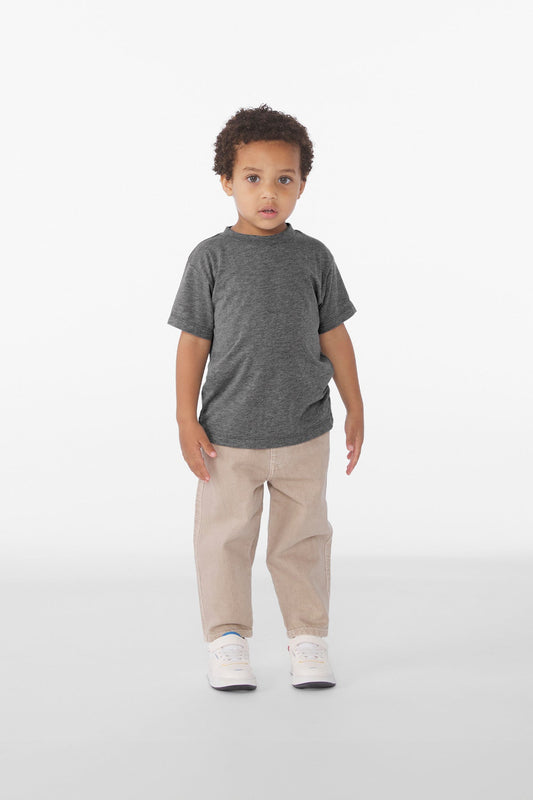 Front View of GreyTB BELLA+CANVAS Toddler Triblend Short Sleeve Tee BC3413T
