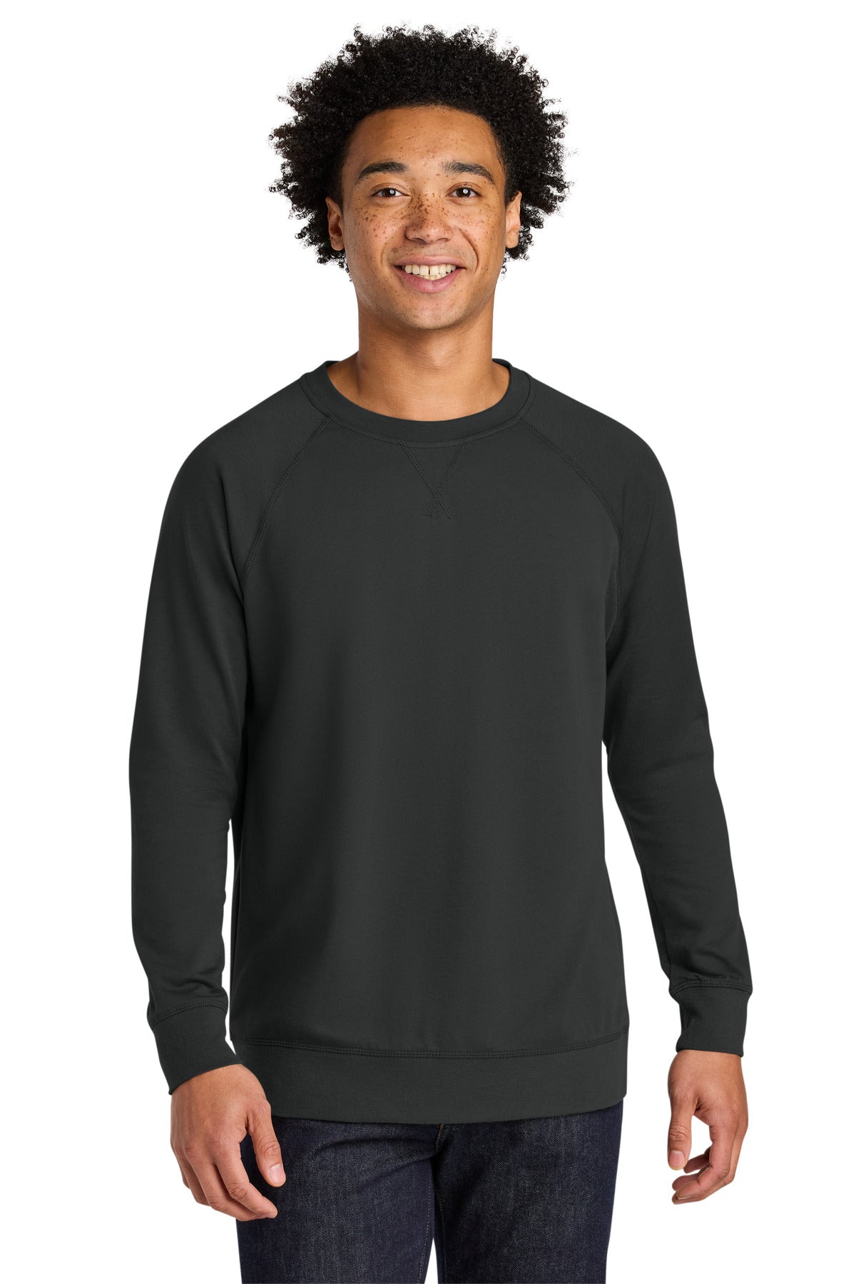 Front View of GrphBlack Next Level Apparel Laguna Raglan Sweatshirt NL9000