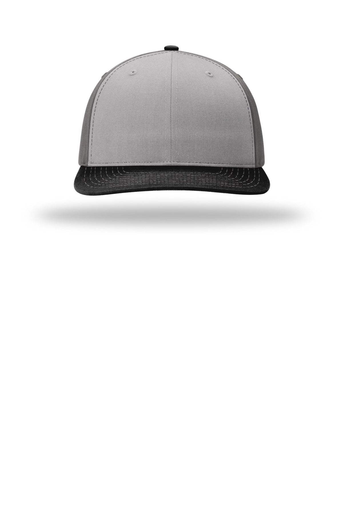 Front View of Gry/Chr/Bk Richardson Solid Twill Trucker 312