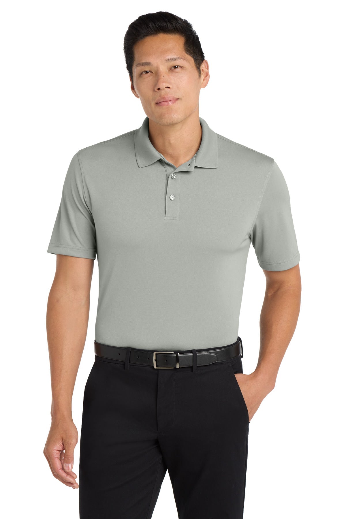 Front View of Gusty Grey Port Authority Dry Zone UV Micro-Mesh Polo. K110