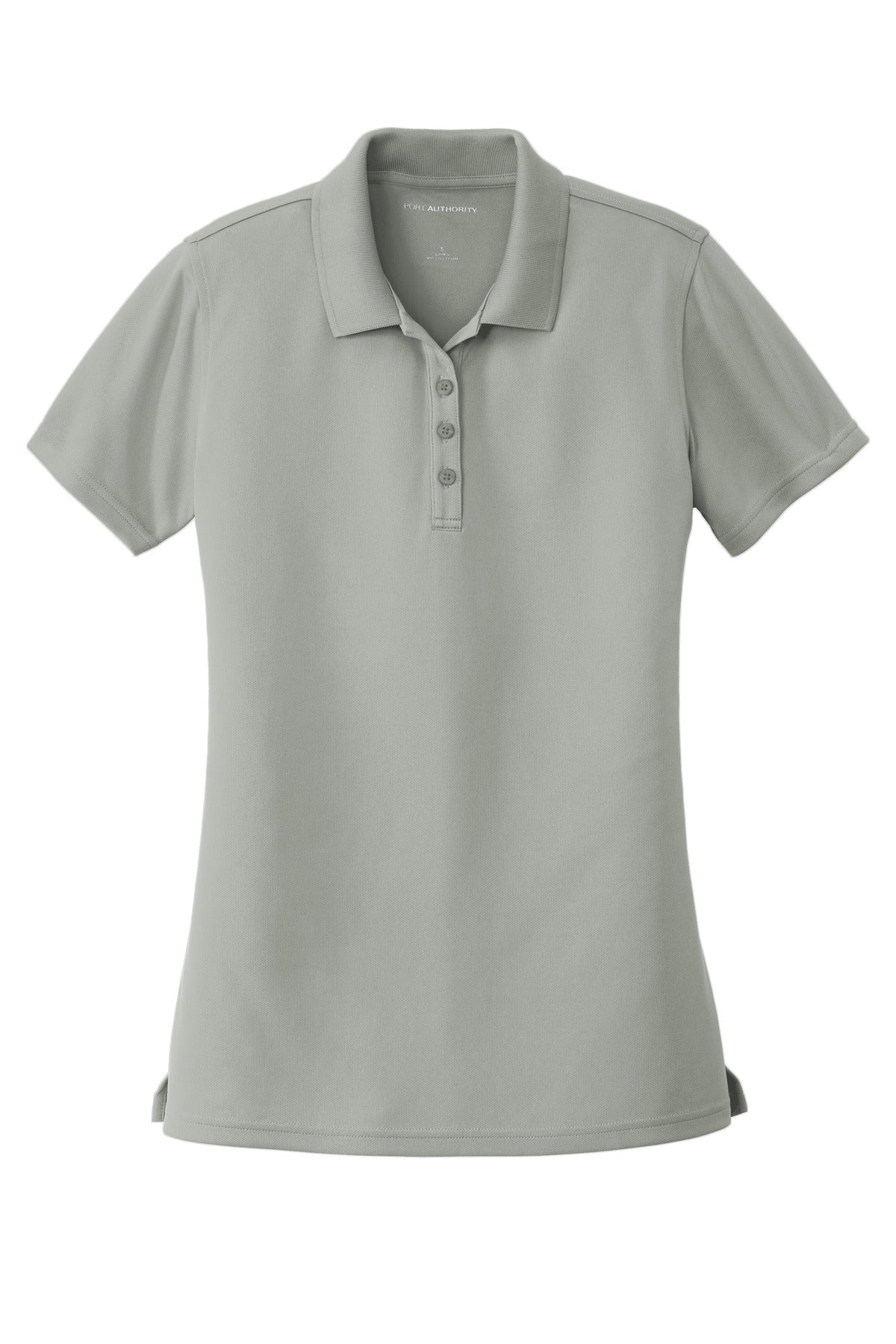 Front View of Gusty Grey Port Authority Women's Dry Zone UV Micro-Mesh Polo. LK110