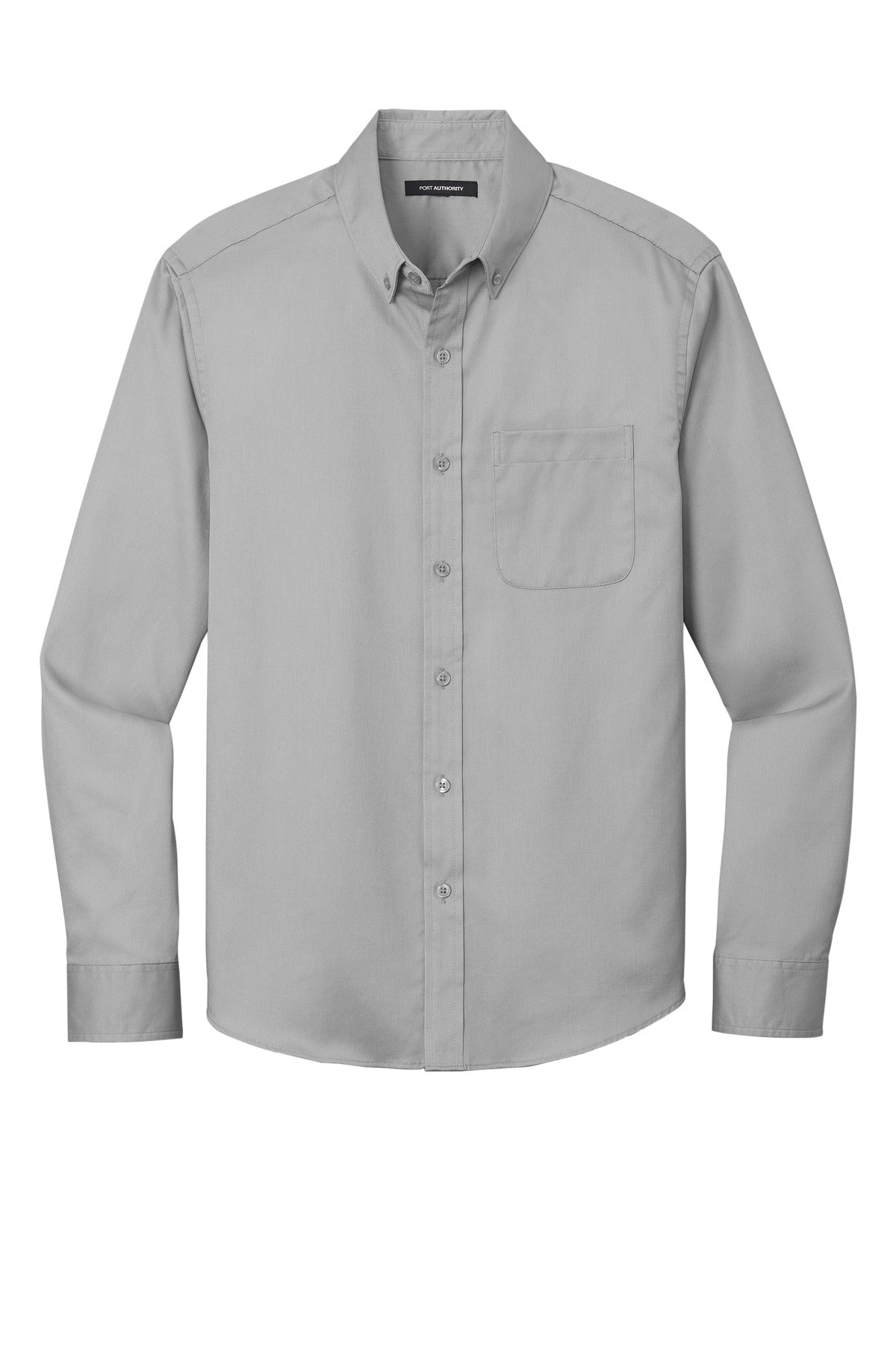 Front View of GustyGrey Port Authority Long Sleeve SuperPro React Twill Shirt. W808