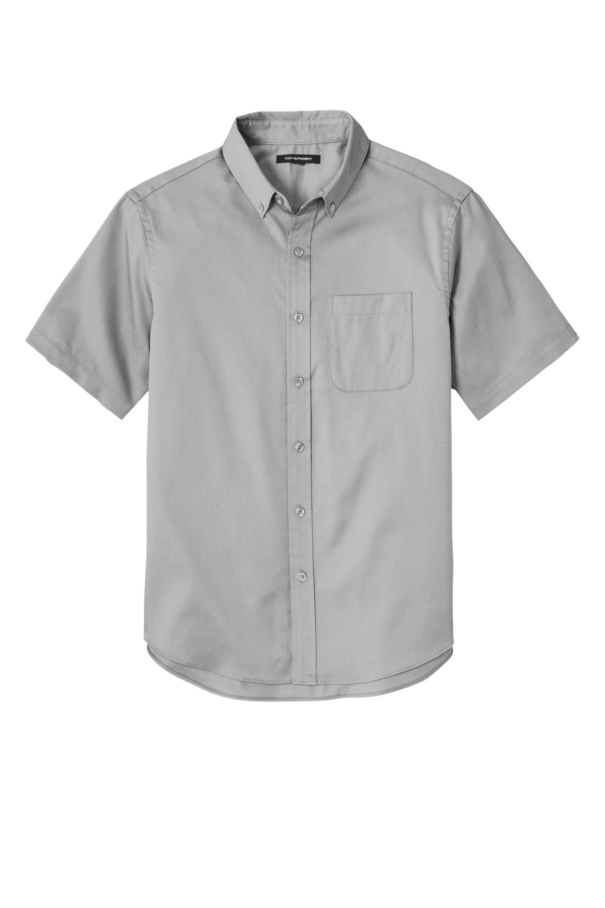 Front View of GustyGrey Port Authority Short Sleeve SuperPro React Twill Shirt. W809