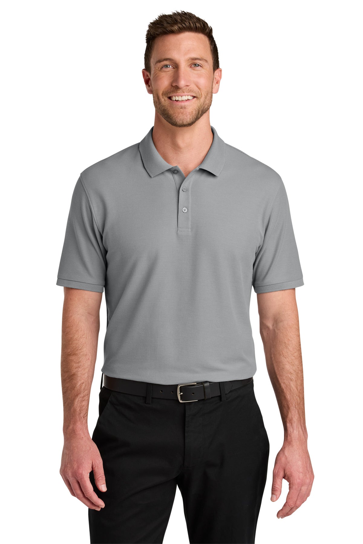 Front View of GustyGrey Port Authority Wearever Signature Pique Polo K200