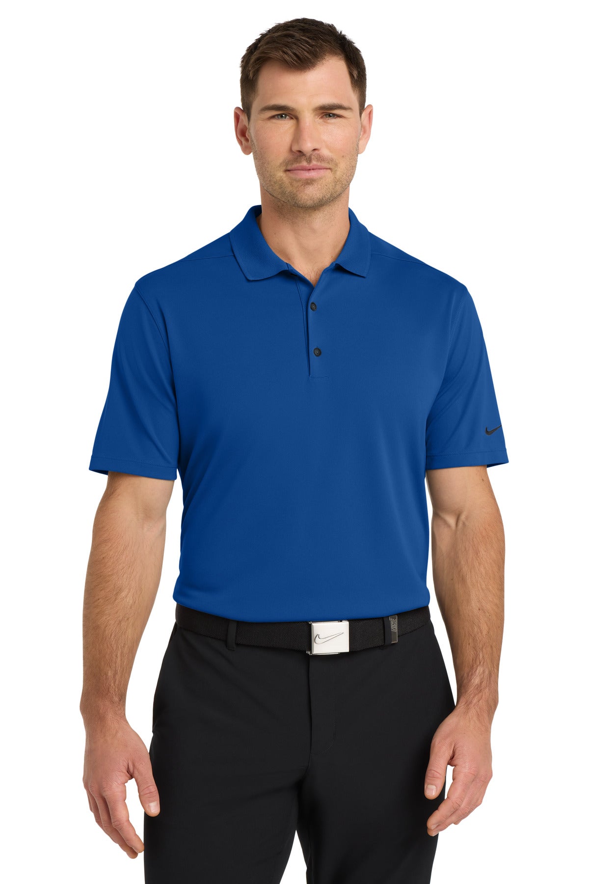 Front View of GymBlue Nike Dri-FIT Micro Pique 2.0 Polo NKDC1963