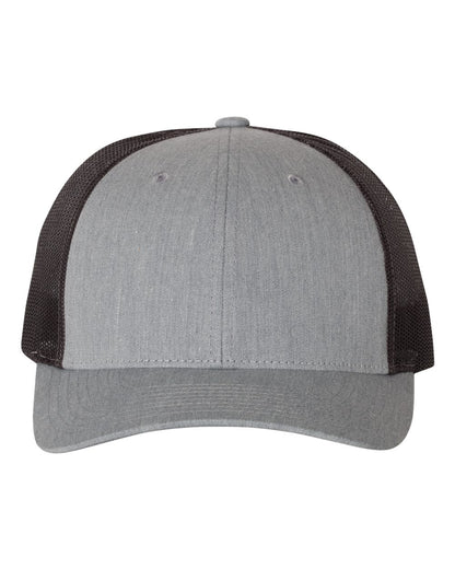 Front View of Heather Grey/ Dark Charcoal Low Pro Trucker Cap - 115