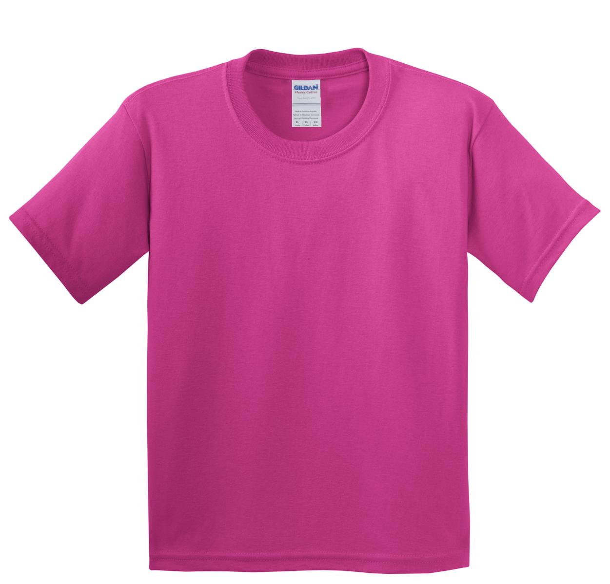 Front View of Heliconia Gildan - Youth Heavy Cotton 100% Cotton T-Shirt. 5000B