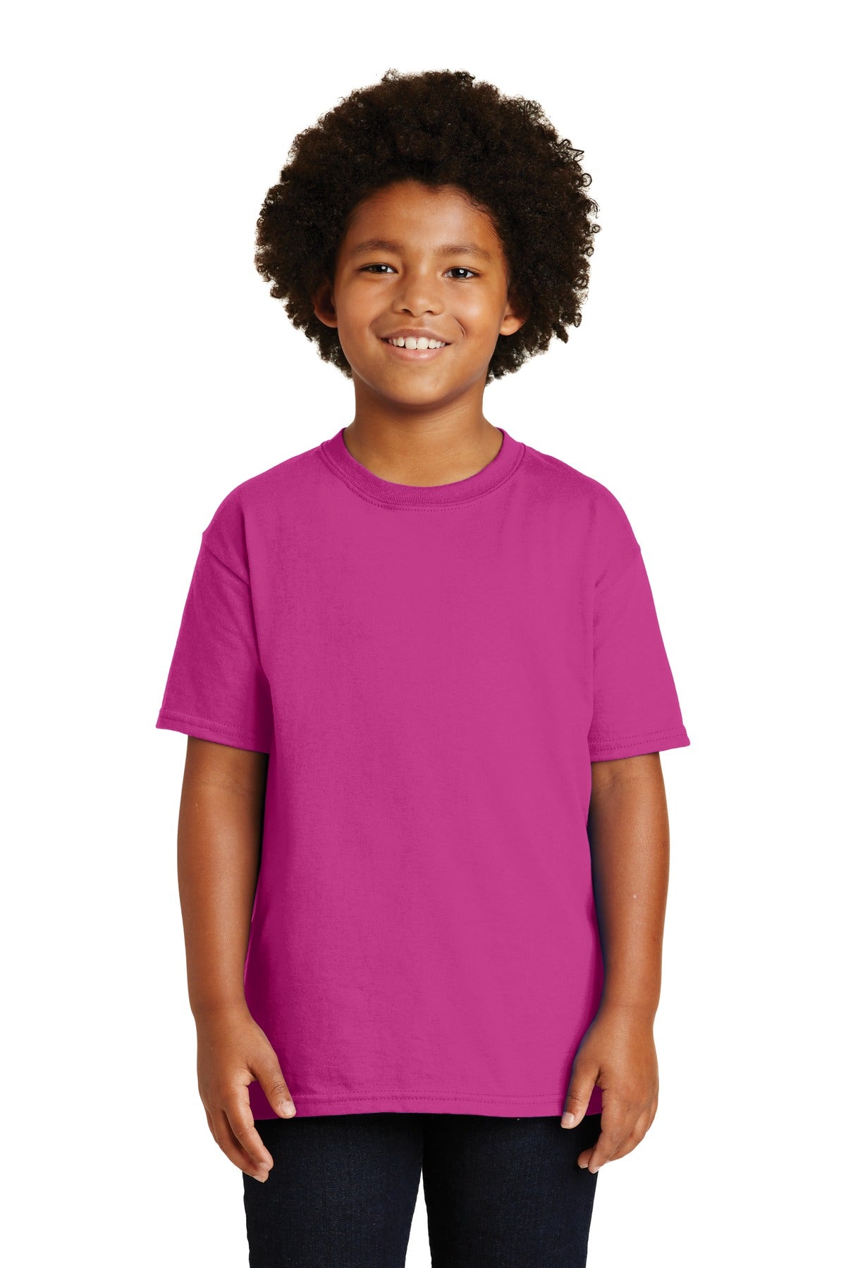 Front View of Heliconia Gildan - Youth Ultra Cotton 100% US Cotton T-Shirt. 2000B