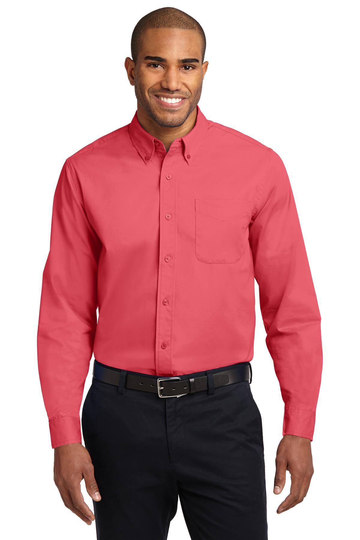 Front View of Hibiscus Port Authority Long Sleeve Easy Care Shirt S608