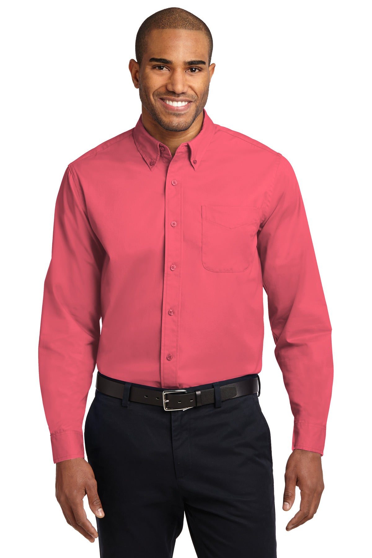 Front View of Hibiscus Port Authority Long Sleeve Easy Care Shirt S608