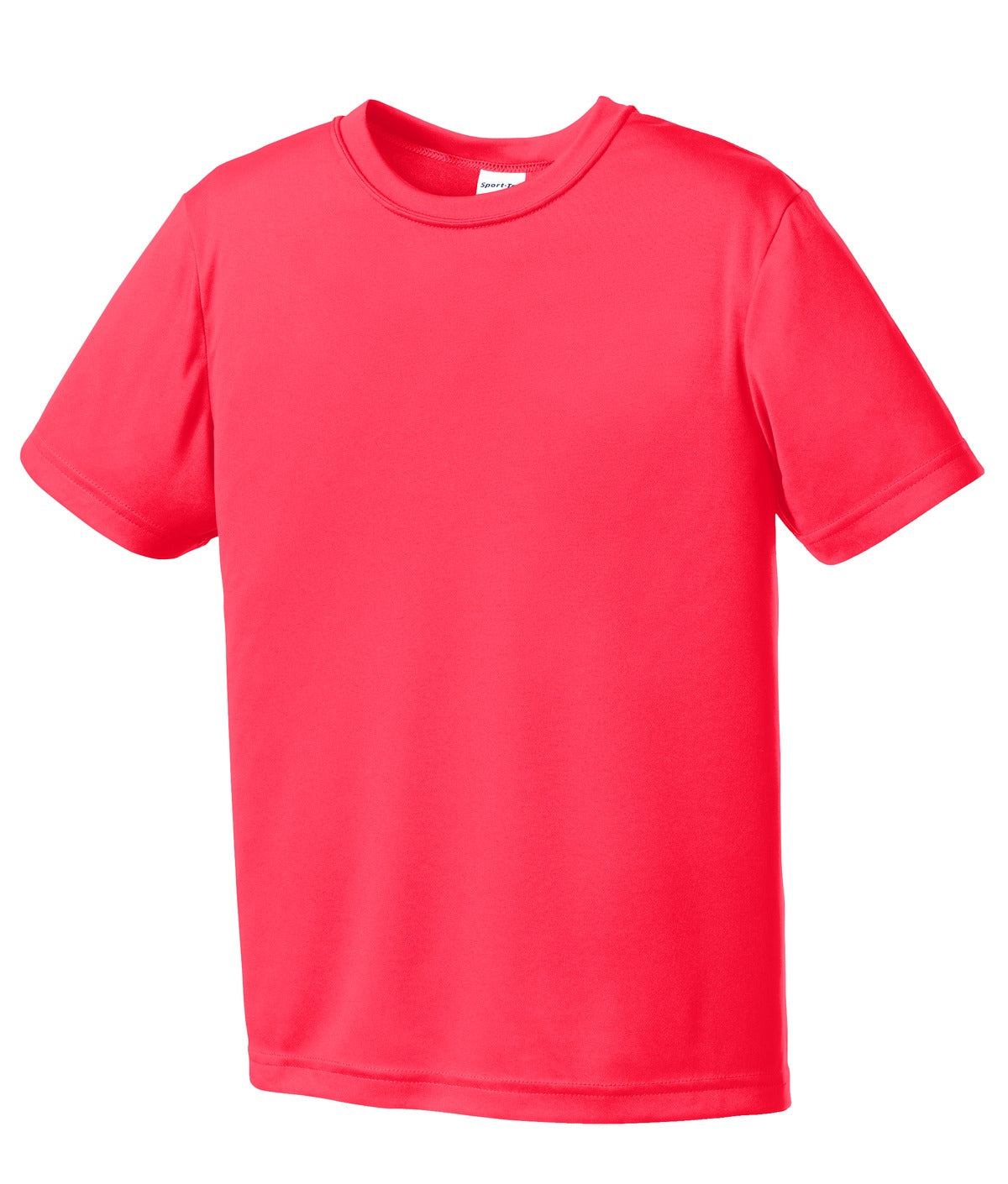 Front View of Hot Coral Sport-Tek Youth PosiCharge Competitor Tee. YST350