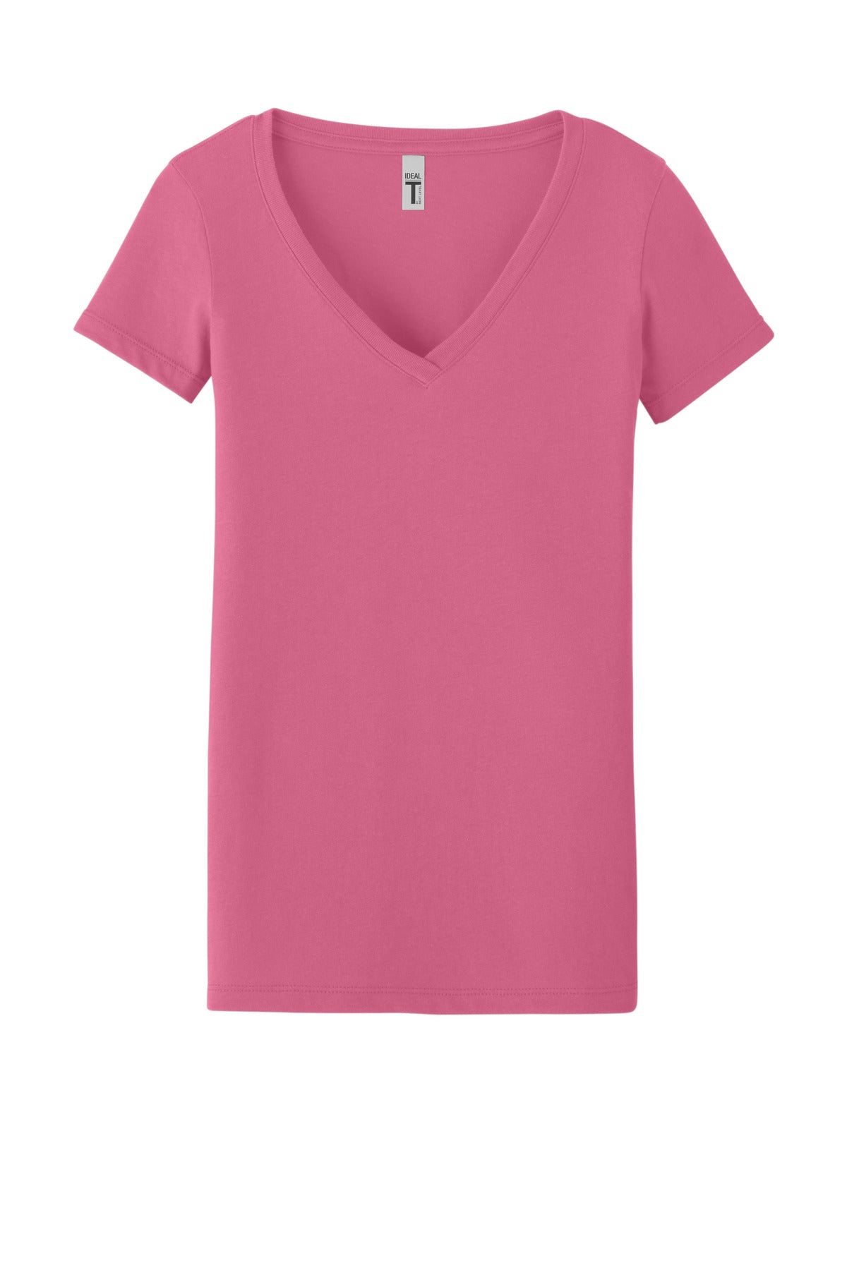 Front View of HotPink Next Level Apparel Women's Ideal V-Neck Tee NL1540