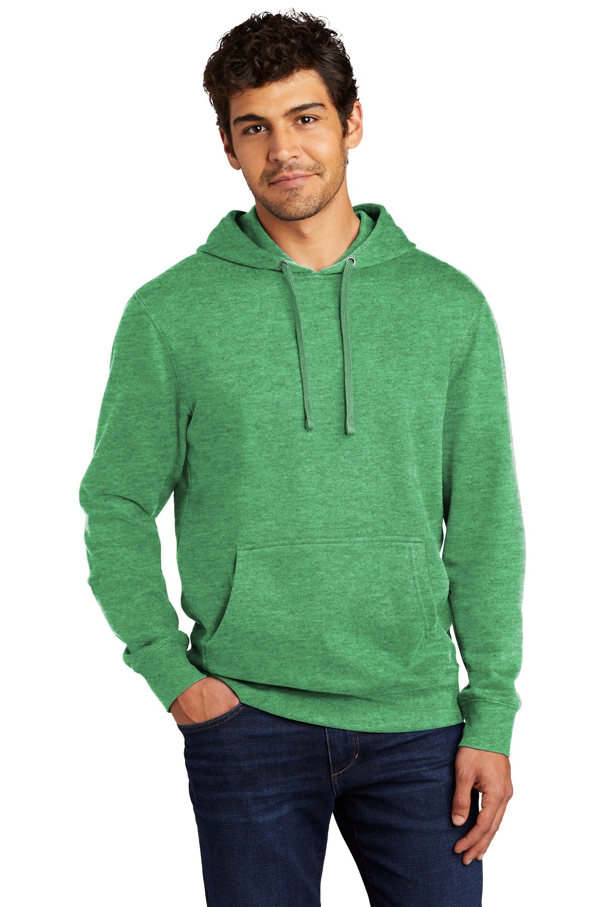 Front View of Ht Kelly Green District V.I.T. Fleece Hoodie DT6100