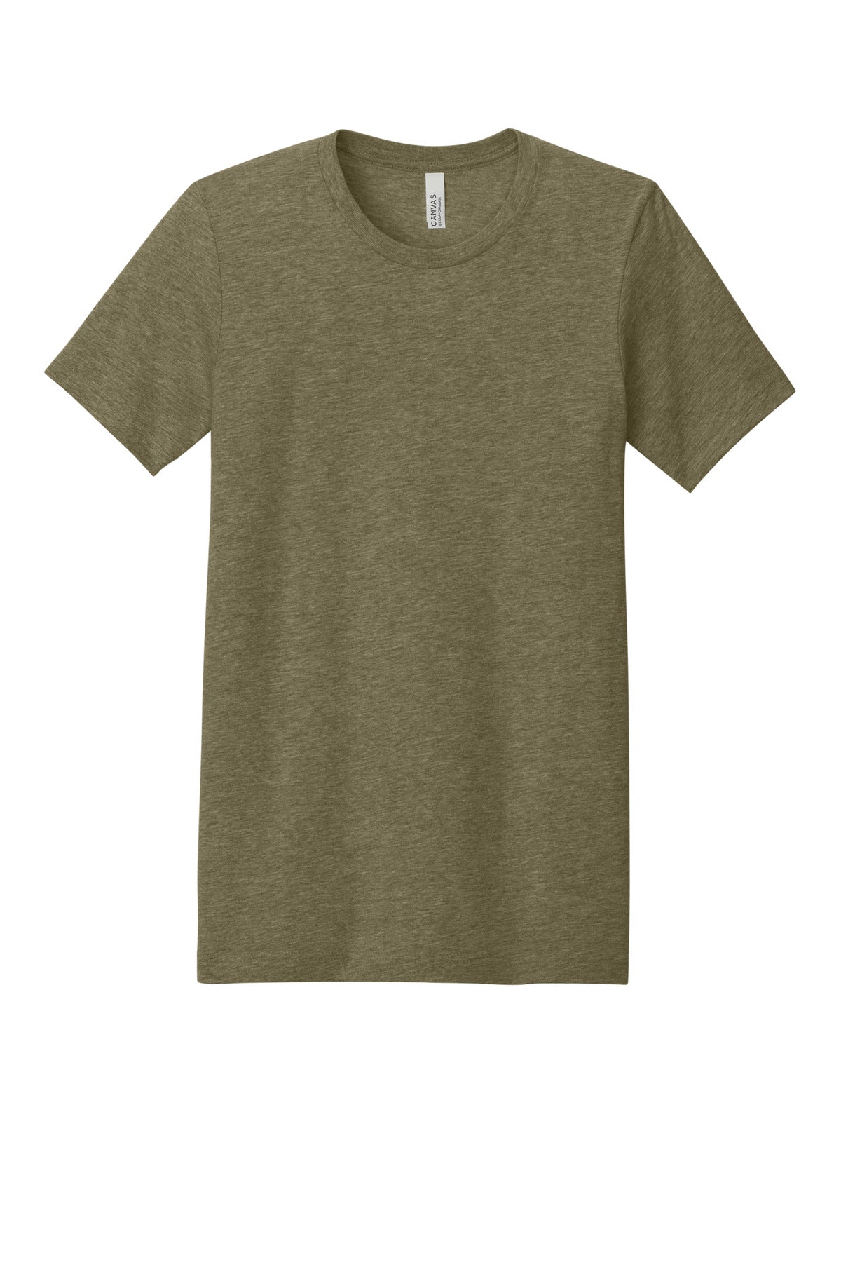 Front View of Ht Olive BELLA+CANVAS Unisex Heather CVC Short Sleeve Tee. BC3001CVC