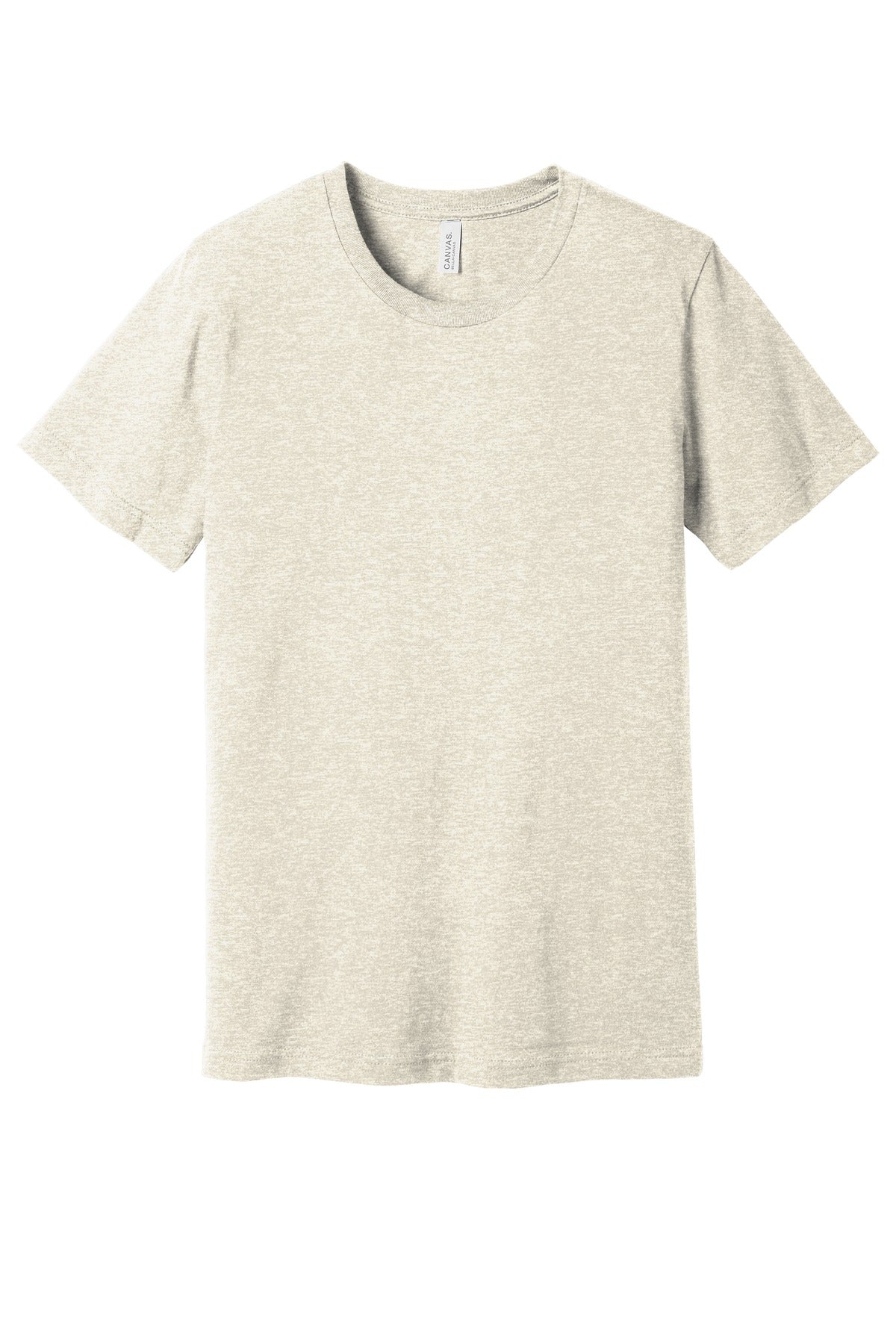 Front View of Ht Prm Natural BELLA+CANVAS Unisex Heather CVC Short Sleeve Tee. BC3001CVC