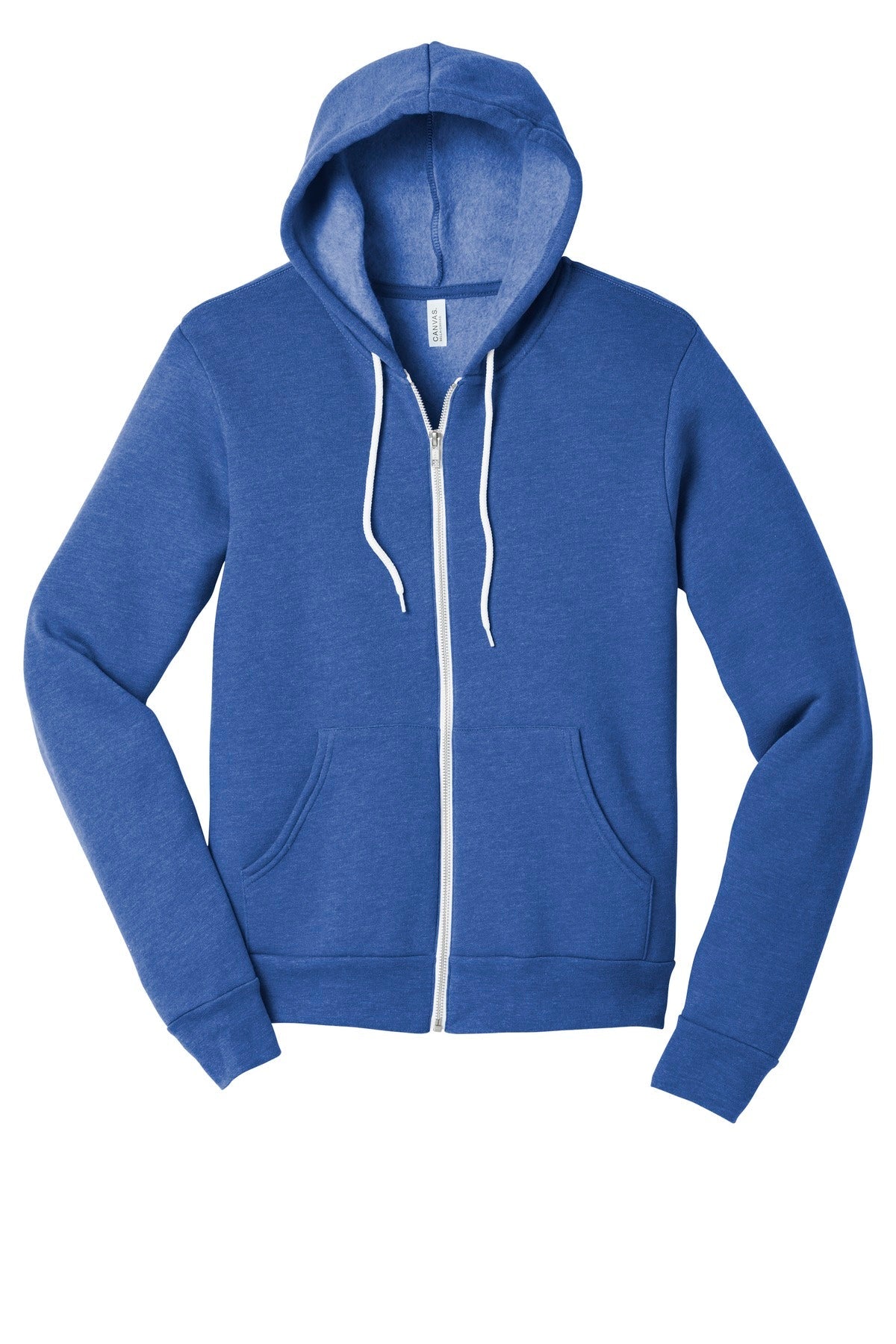 Front View of Ht True Royal BELLA+CANVAS Unisex Sponge Fleece Full-Zip Hoodie. BC3739