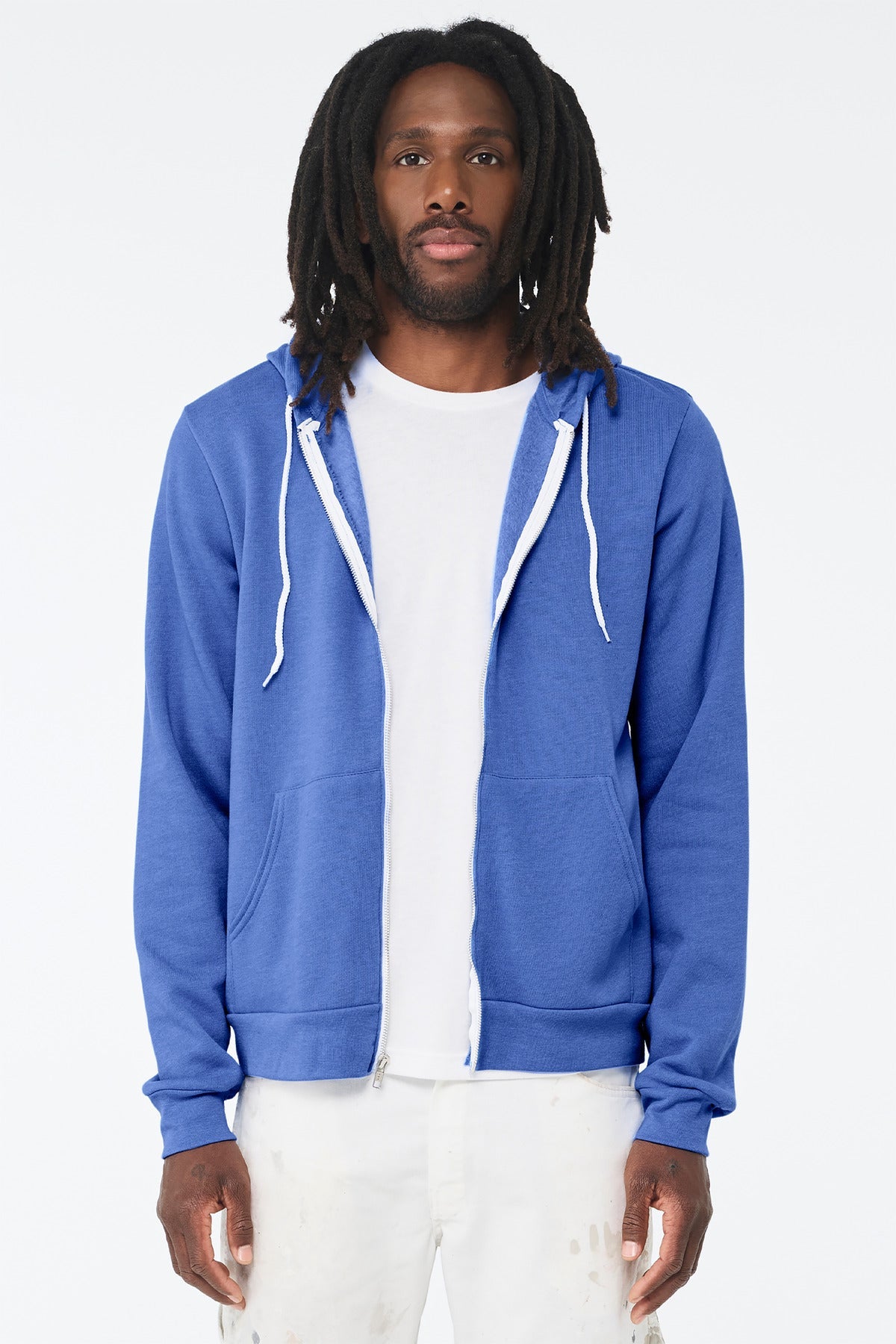 Front View of HtClmbBl BELLA+CANVAS Unisex Sponge Fleece Full-Zip Hoodie. BC3739