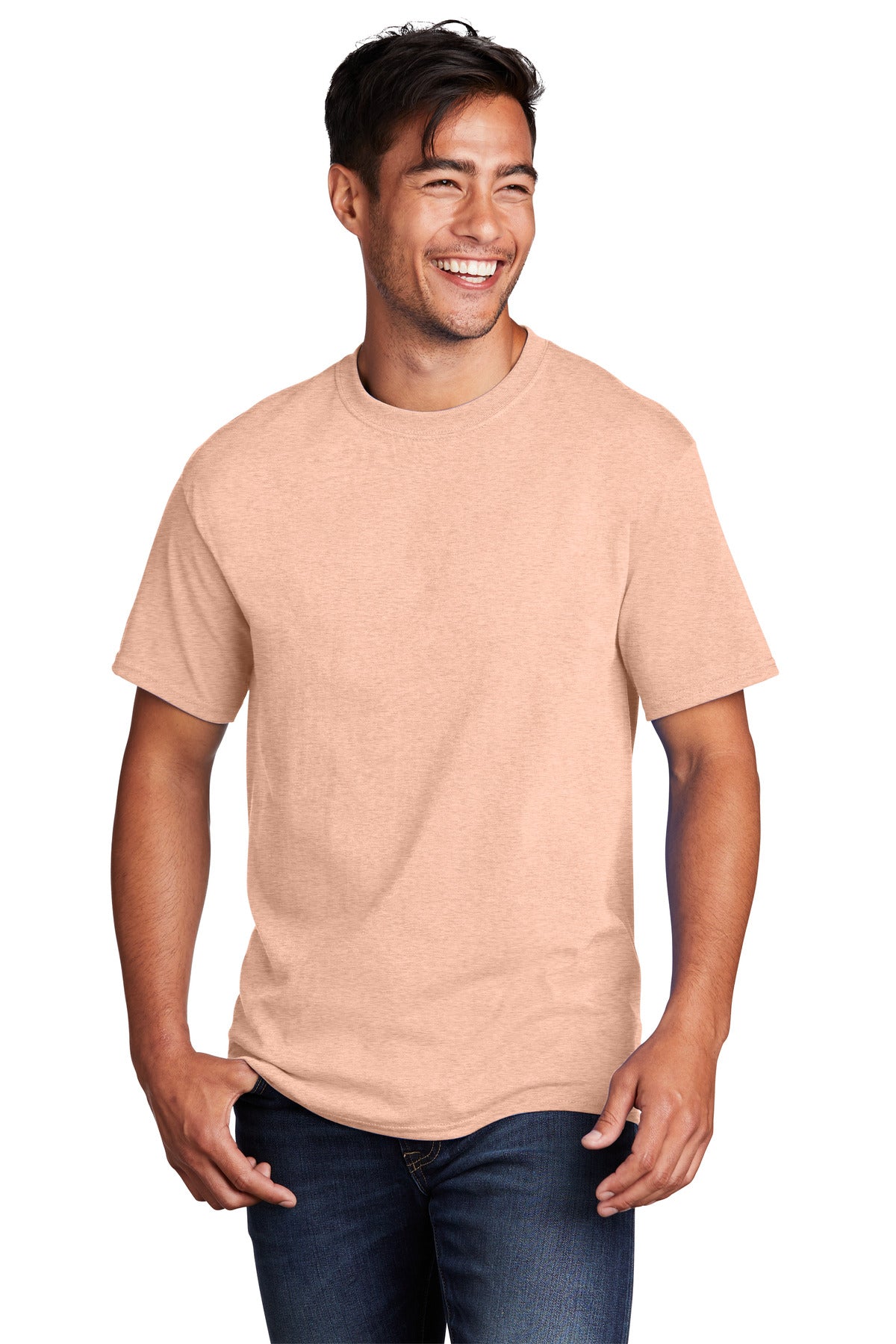 Front View of HtdDstyPch Port & Co Core Cotton Tee. PC54