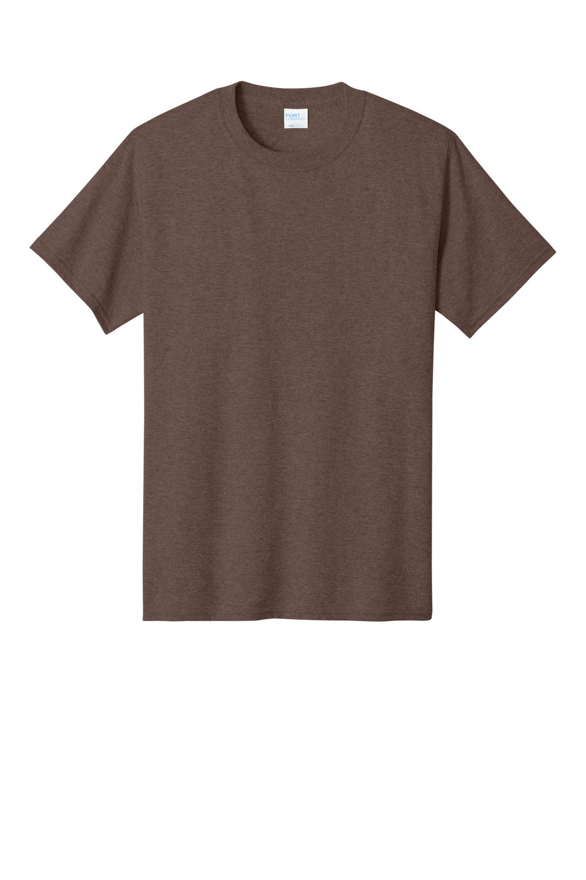 Front View of HtDkChocBr Port & Co Core Cotton Tee. PC54