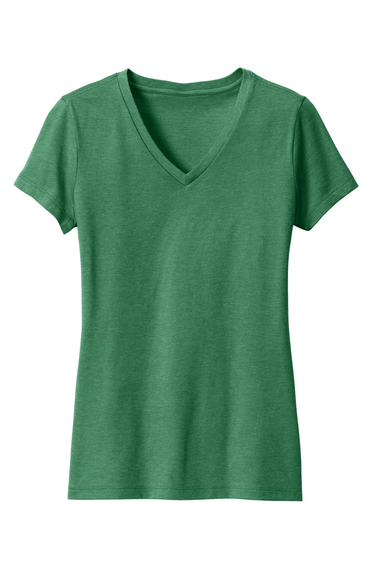 Front View of HtdKelGn District Women's Perfect Blend CVC V-Neck Tee. DM1190L