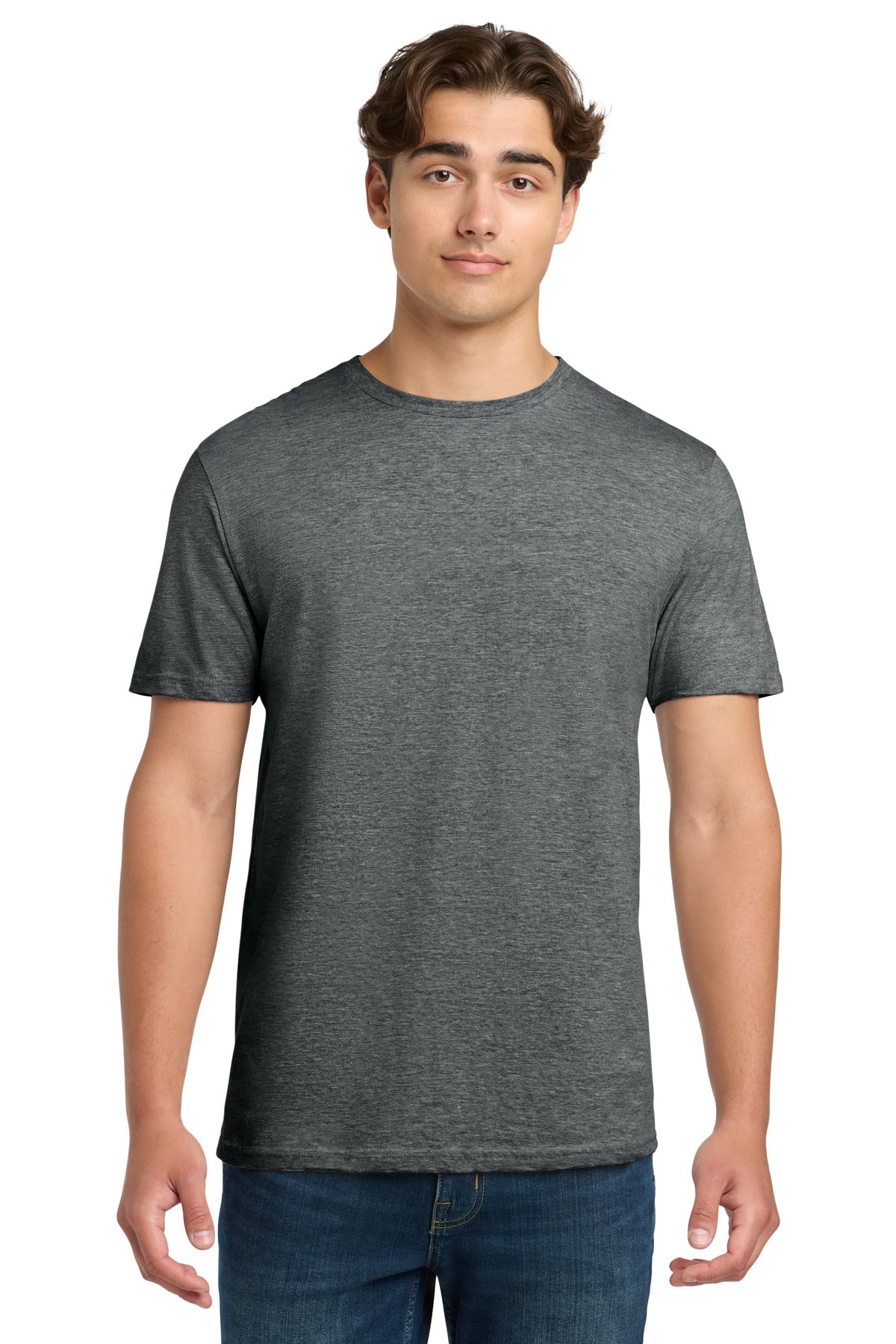 Front View of HtDkGrey Gildan Softstyle T-Shirt. 64000