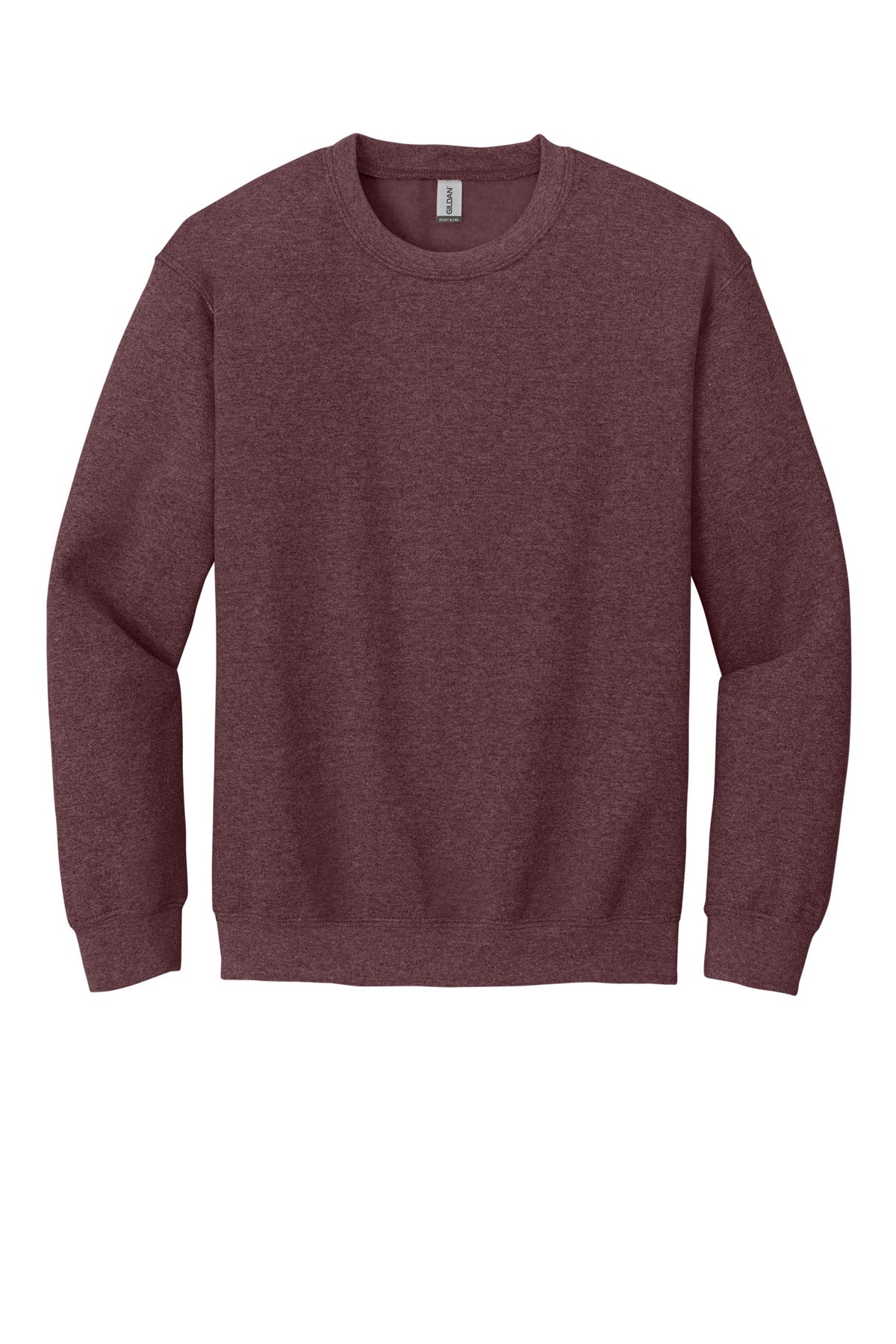 Front View of HtDkMaroon Gildan Heavy Blend Crewneck Sweatshirt. 18000