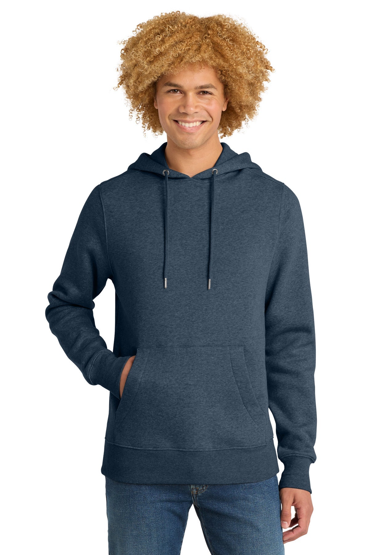 Front View of HtdNavy District Perfect Weight Fleece Hoodie DT1101