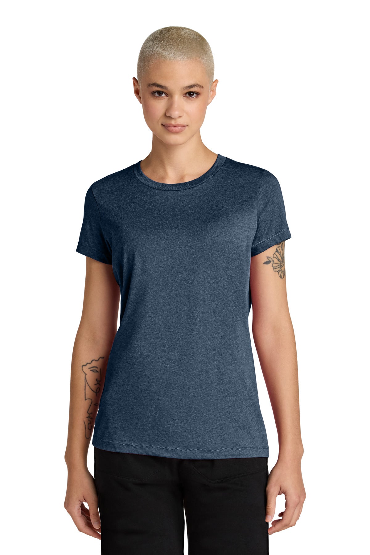 Front View of HtdNavy District Women's Perfect Weight CVC Tee DT188
