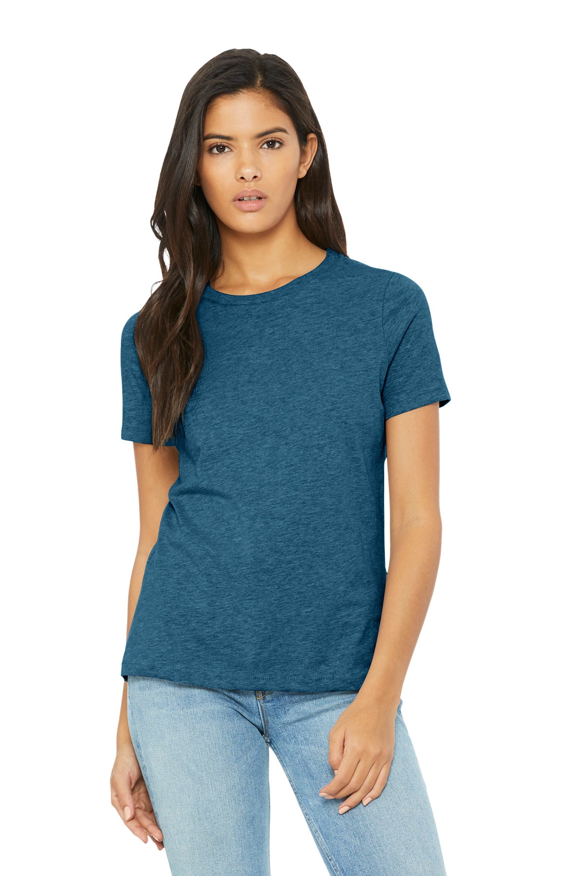 Front View of HtDpTeal BELLA+CANVAS Women's Relaxed CVC Tee BC6400CVC