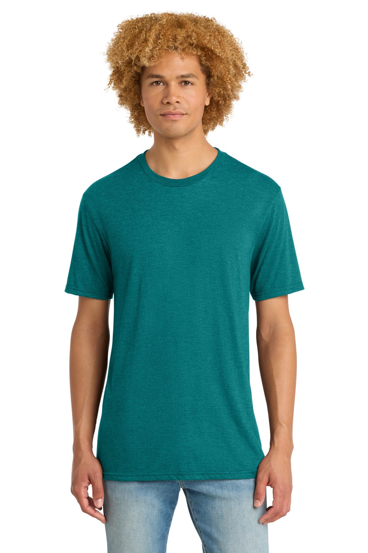 Front View of HtdTeal District Perfect Tri DTG Tee DM130DTG
