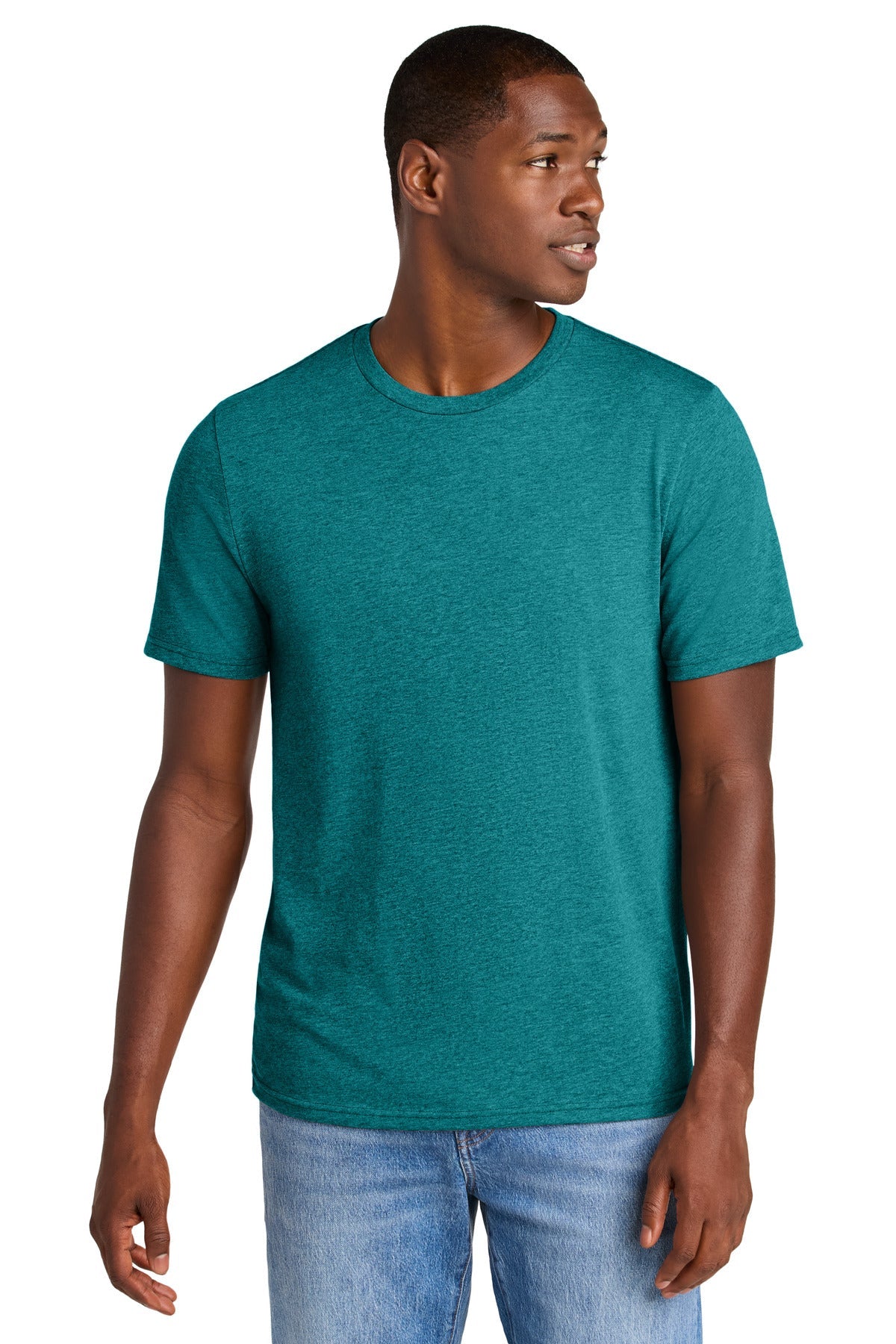 Front View of HtdTeal District Perfect Weight CVC Tee DT184