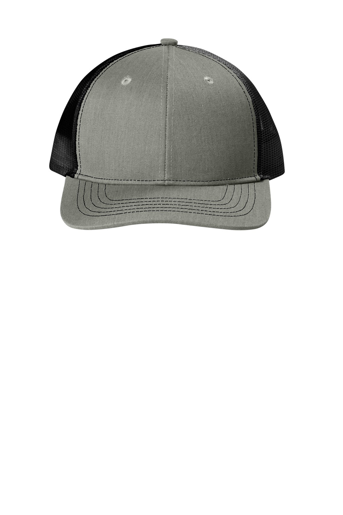 Front View of HtGrey/Blk Port Authority Youth Snapback Trucker Cap YC402