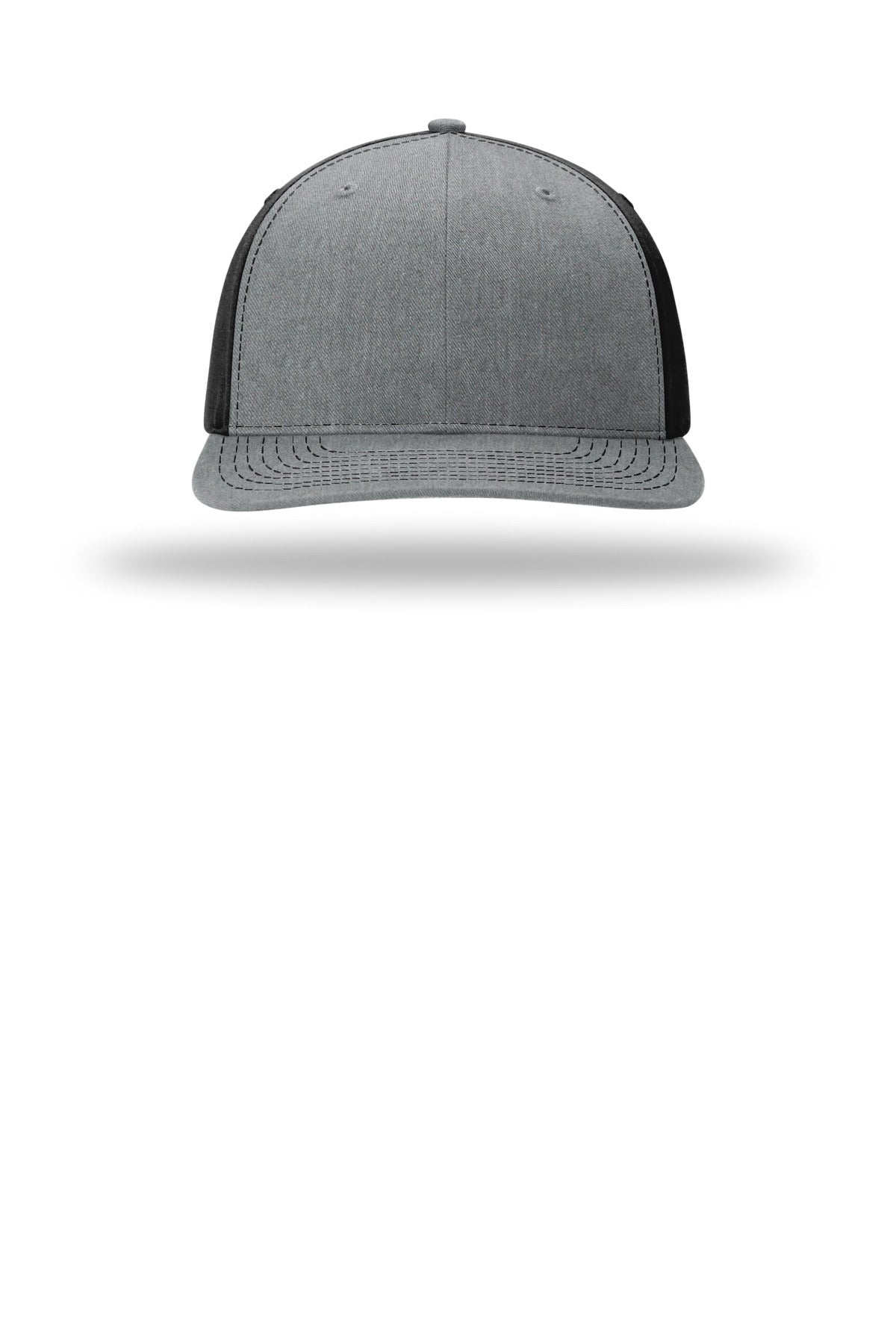 Front View of HtGrey/Blk Richardson Solid Twill Trucker 312