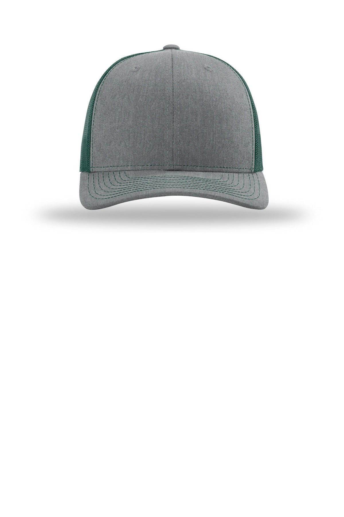 Front View of HtGry/DkGn Richardson Trucker Cap 112