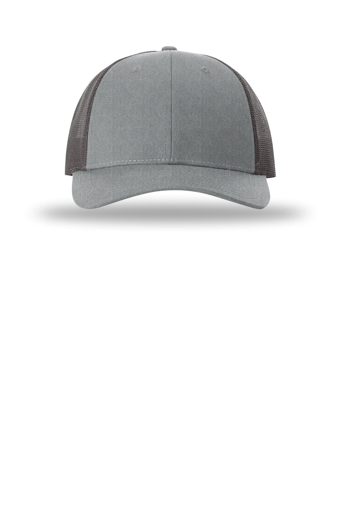 Front View of HtGy/DkChr Richardson Low Pro Trucker 115