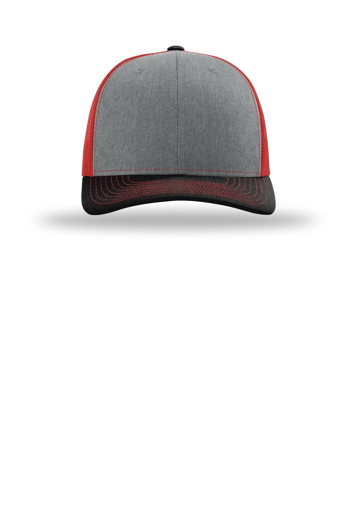 Front View of HtGy/Rd/Bk Richardson Trucker Cap 112