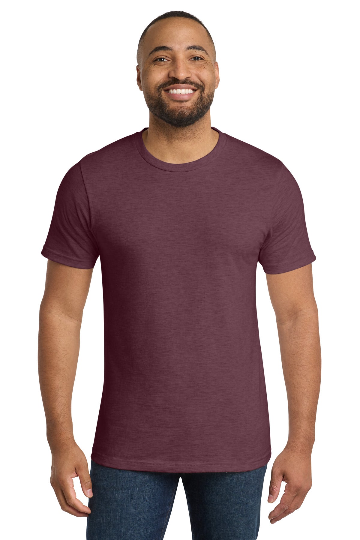 Front View of Hthr Ath Mroon Port & Co Bouncer Tee PC600